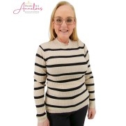 Blue Seven Pullover streep Kiezel Zwart